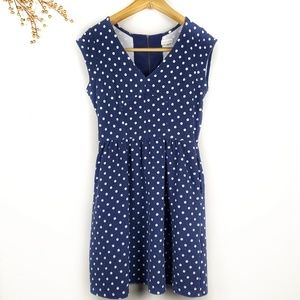 Maison Jules navy and white polka dots dress sz M